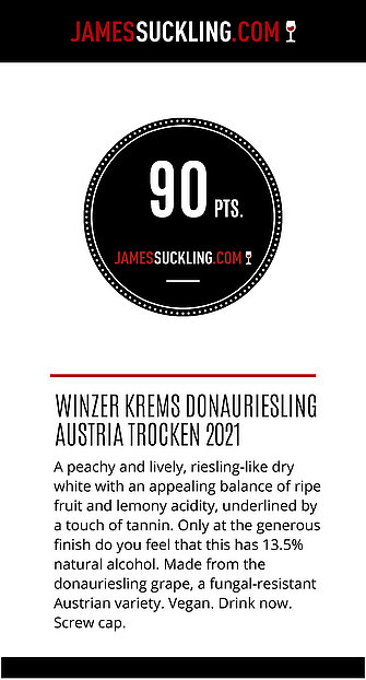 Certificate: 90 points for Donauriesling 2021